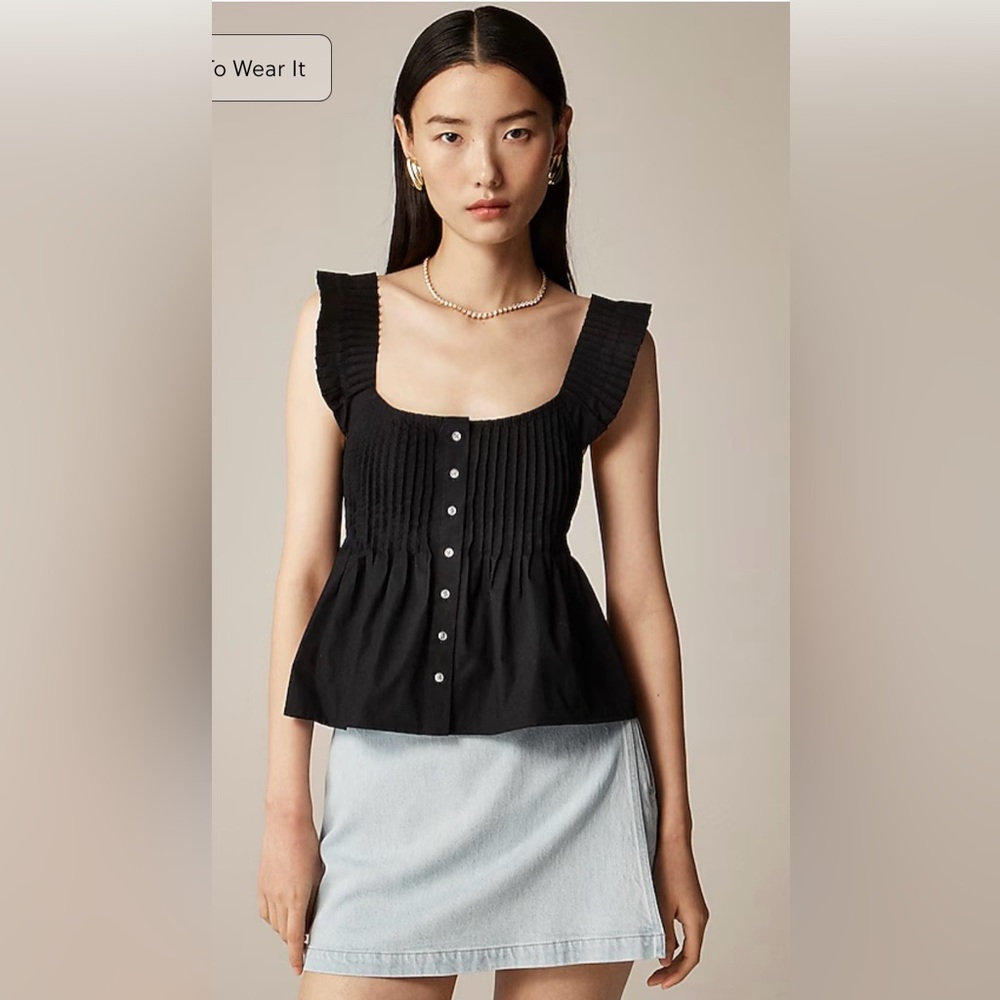 J.Crew Pintuck peplum top in black